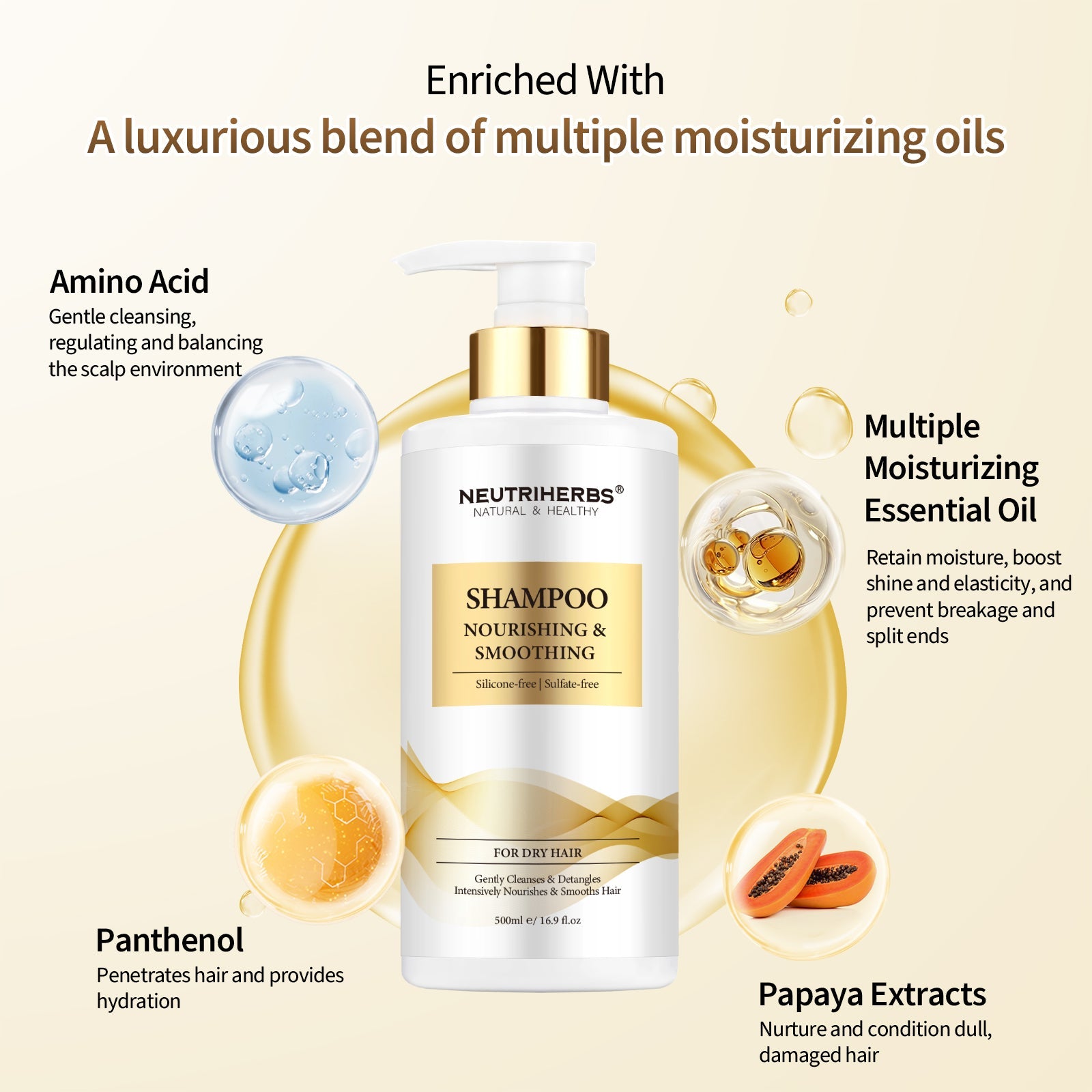 Rich Cleanse Hair Nourishing Shampoo For Dry Hair - 500ml