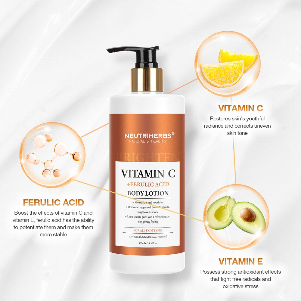 Vitamin C Brightening &amp; Glow Body Lotion (With Ferulic Acid) - 400ml